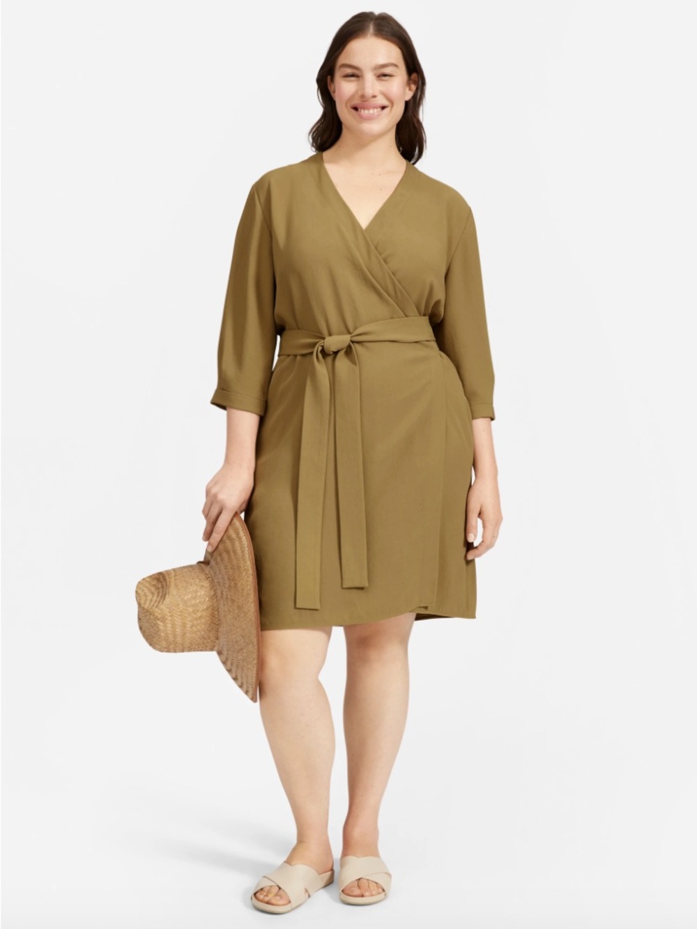Everlane Olive Wrap Dress Sz 12